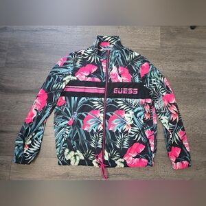 Guess Tropical Windbreaker Floral Size XL Lightweight Athleisure Colorful Fun